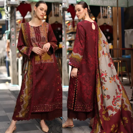 Charizma - Winter 3PC Karandi Digital Print Dress - zab1524