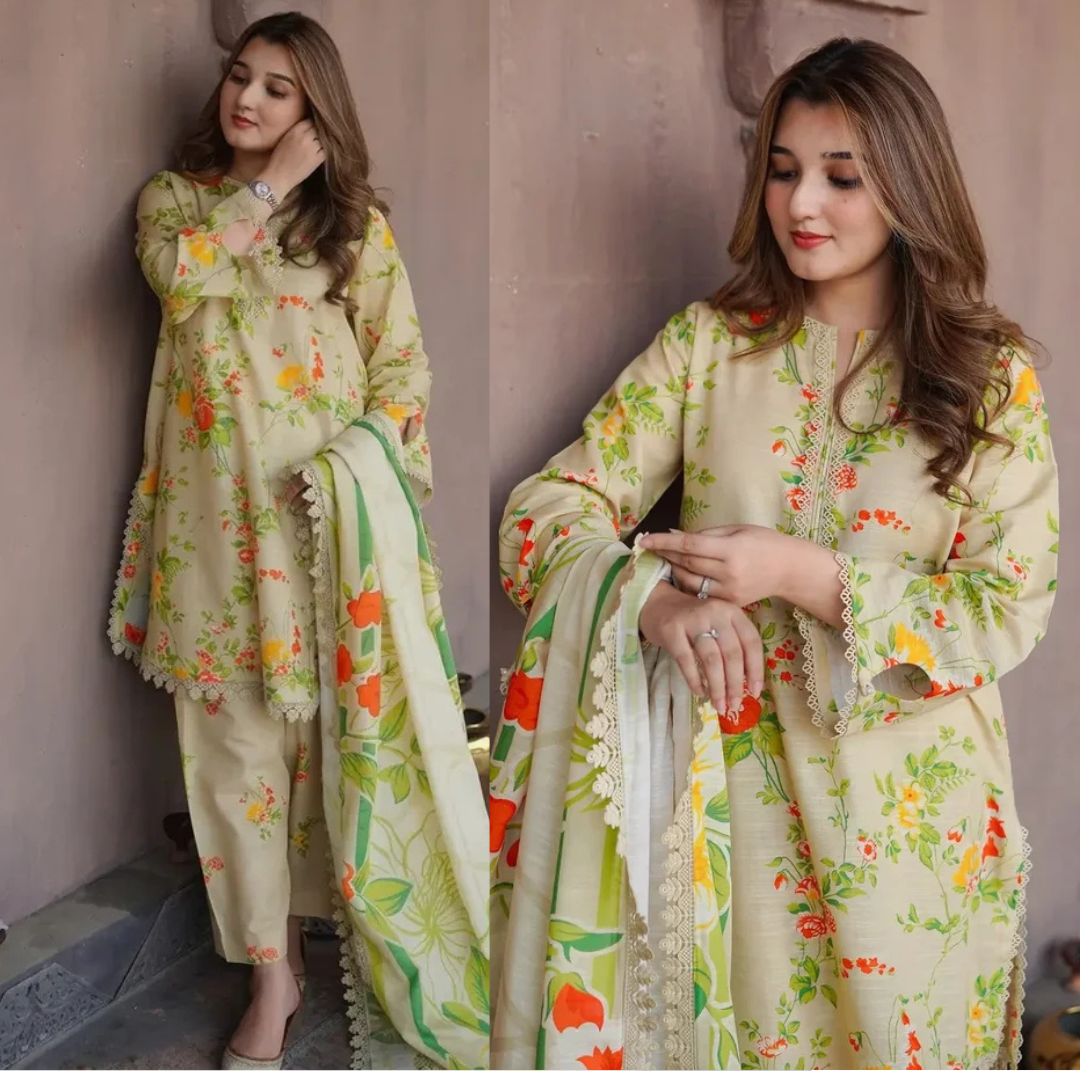 Charizma - Winter 3PC Karandi Digital Print Dress - zab1525