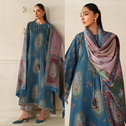 Sapphire - Winter 3PC Karandi Digital Print Dress - zab1527