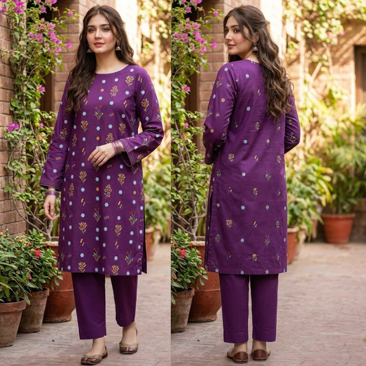 Urge_ Winter 2PC Linen Embroidered Suit - zab1535