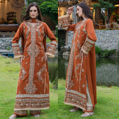Izel - Winter 3PC Dhanak Embroidered Suit - zab1541