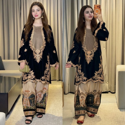 Ethnic - 2-Pc Embroidered Silk Suit - zab1542