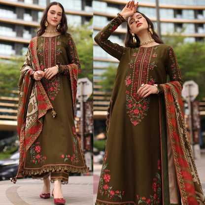 Charizma - Winter 3PC Karandi Digital Printed Dress - zab1550