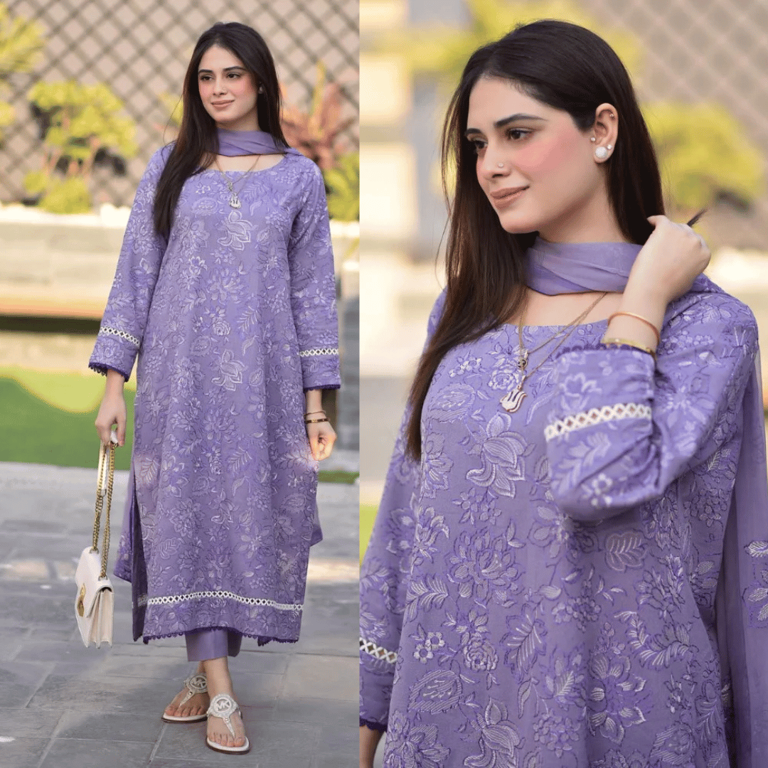 Breeze- 3PC Lawn Embroidered Suit - zab928