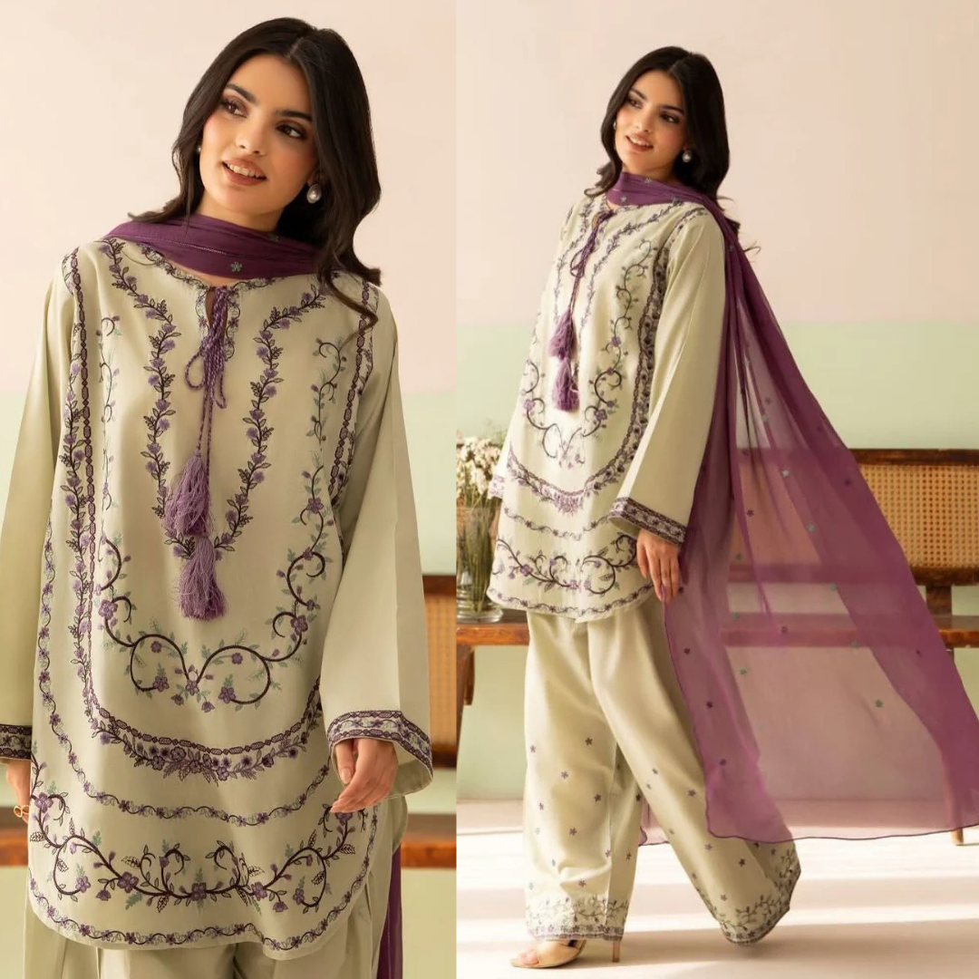 Baroque - Summer-3PC Lawn Embroidered Suit - zab1468