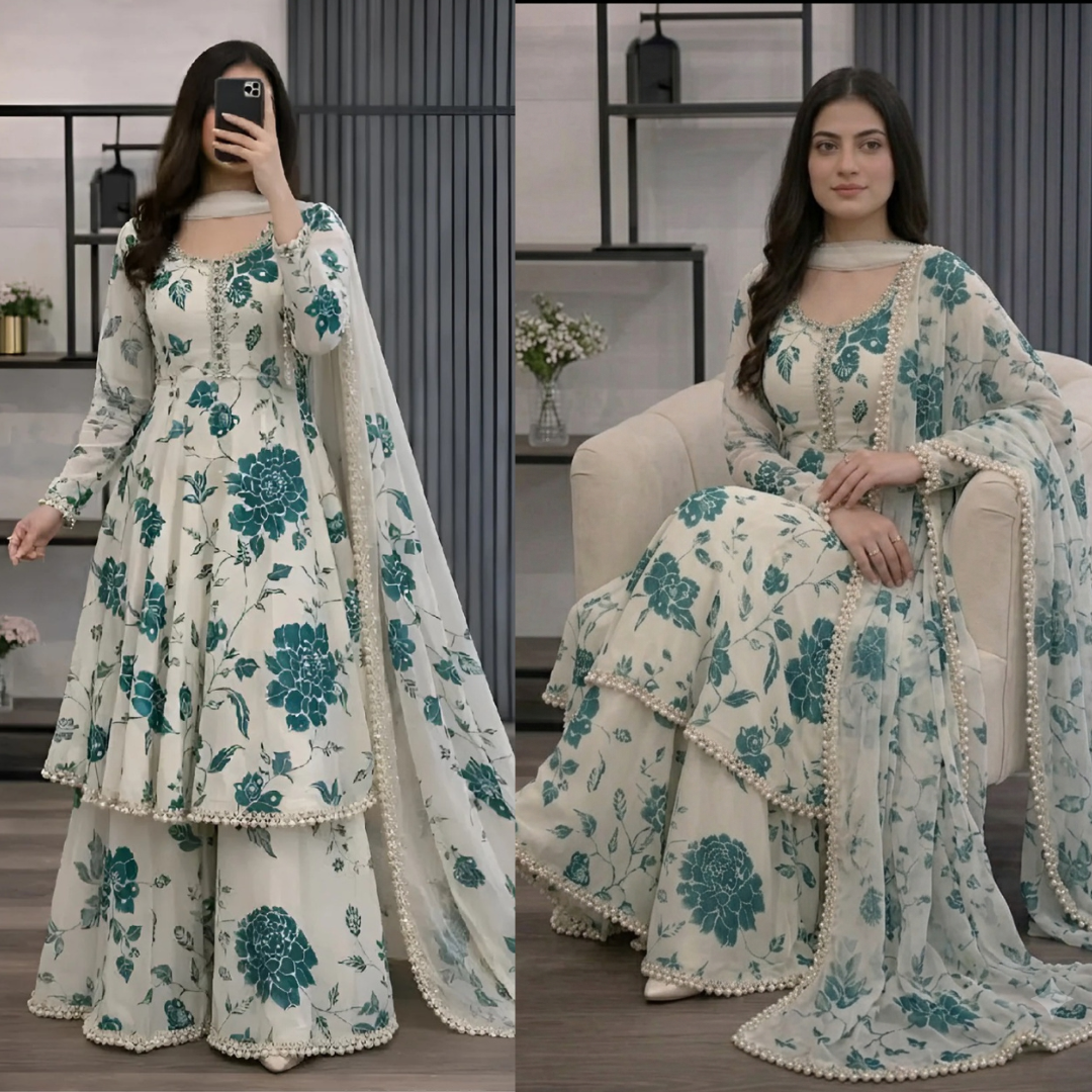 ZAB - 3 piece Lawn frock style Printed suit - zab1472