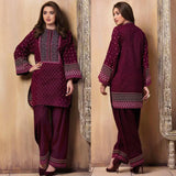 Zab11 2Pc Embroidered Lawn Suite With Fully Embroidered trouser & Patches