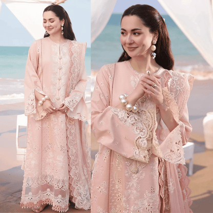 Chikenkari Qalamkar Embroidered 3 PC Lawn - zab1009