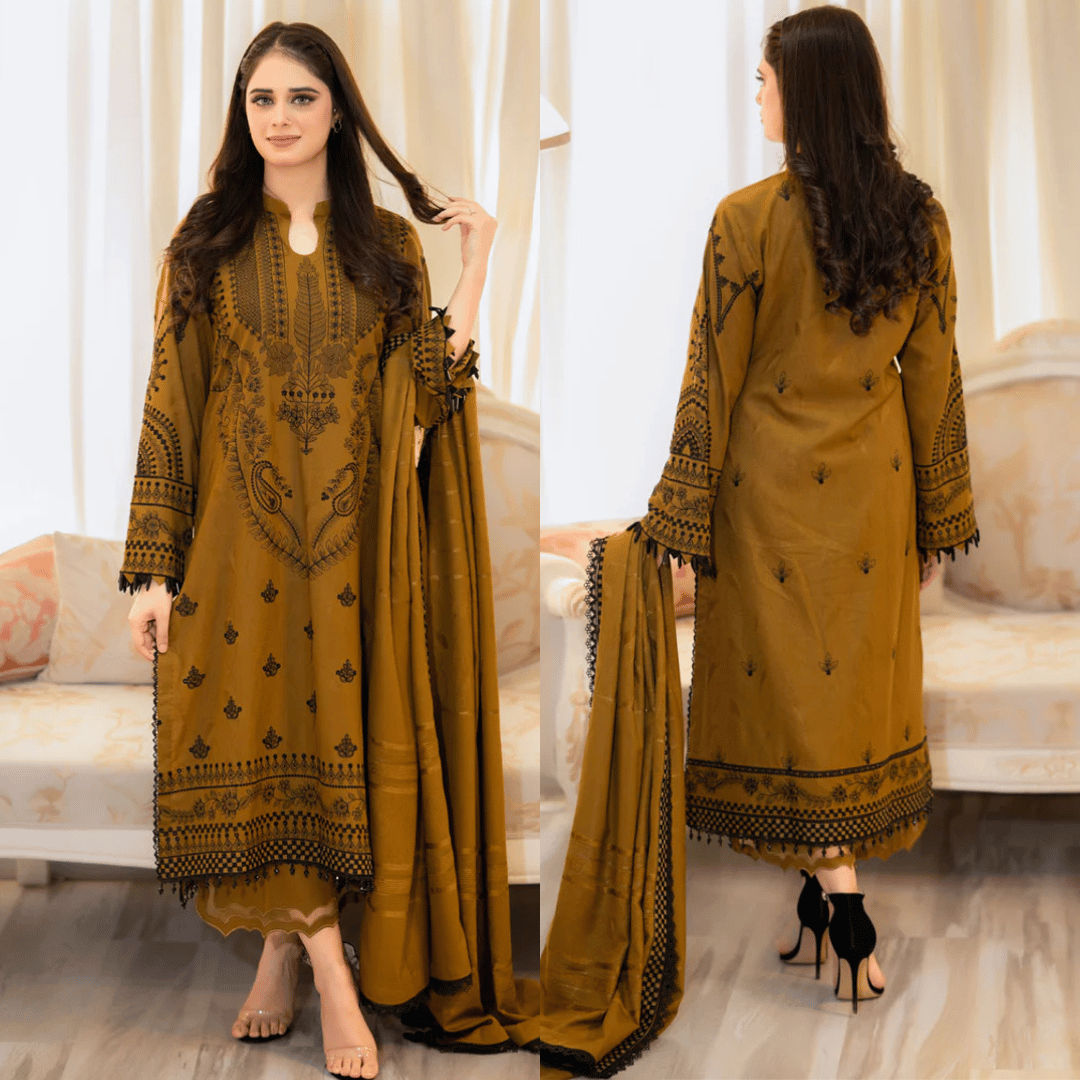 Baroque - 3PC Lawn Embroidered Suit - zab1021