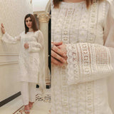 ZAB511 Azra Hameed - 3PC Lawn Chiken Kari Embroidered Shirt with Orrganza Embroidered Dupatta