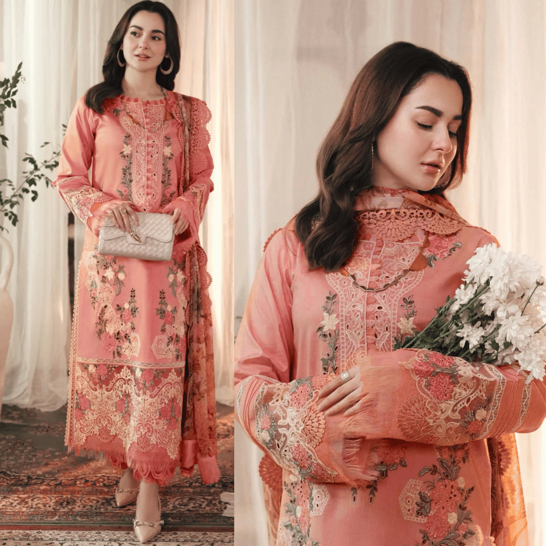 Zara Shahjahan - 3-PC ChickenKari Dhanak EMBROIDERED SUIT - zab1028