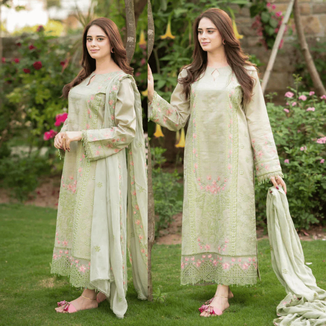 Bareeze 3PC Lawn Embroidered Suit - zab1039