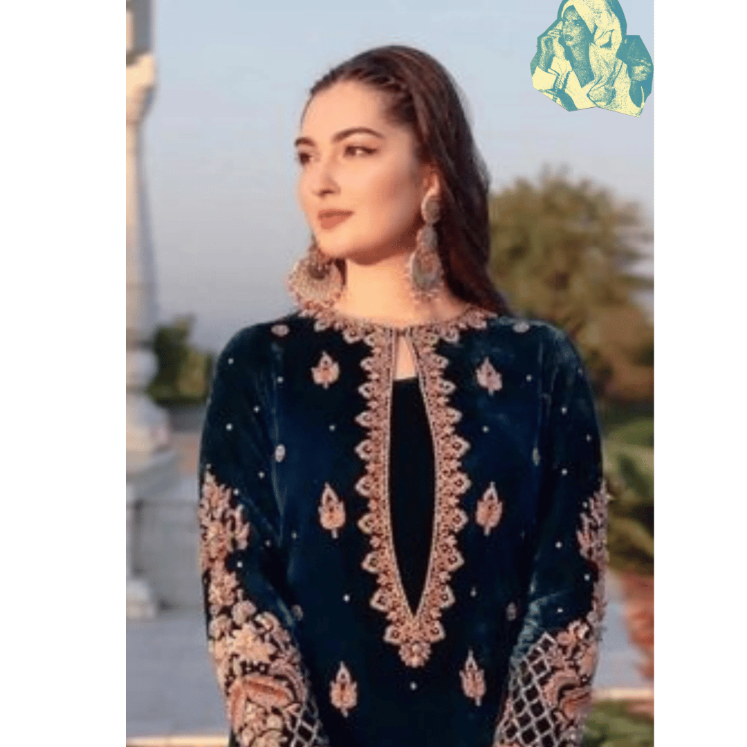 Unstitched Velvet 3PCs Embroidered Dress With Dhanak Shawl - zab965