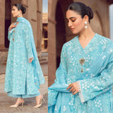 ZAB501 Bareeze 3pc Lawn dress with embroidered orgenza dupatta