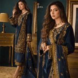 Asim Jofa - Embroidered Velvet 3piece suit - zab973