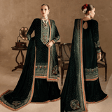 Ansub jahangir Embroidered Velvet 3piece suit - zab974