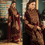Asim jofa Embroidered Velvet 3piece suit - zab977