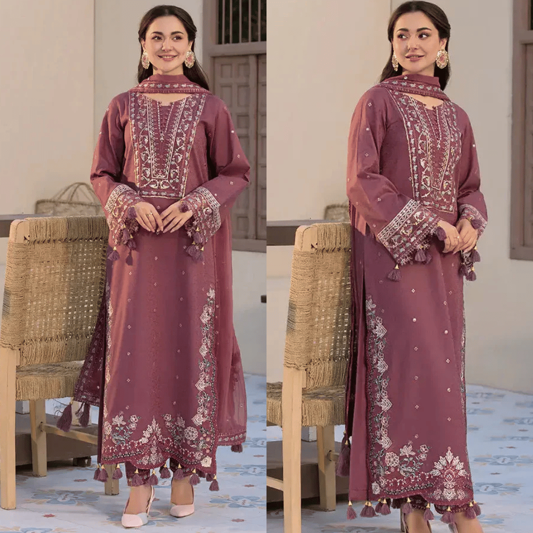 Jade - Winter 3PC Lawn Embroidered Suit - zab1104