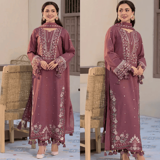Jade - Winter 3PC Lawn Embroidered Suit - zab1104