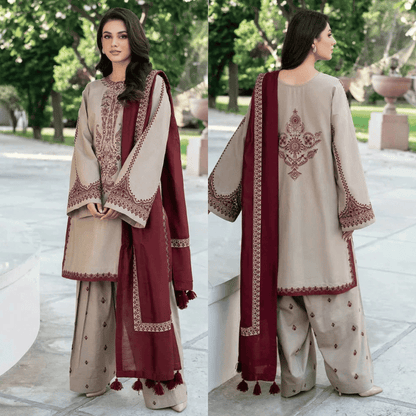 Baroque - 3PC Lawn Embroidered Suit - zab912