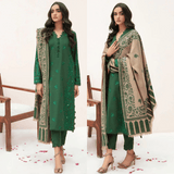 Sapphire - Winter 3PC Dhanak Embroidered Suit - zab1105