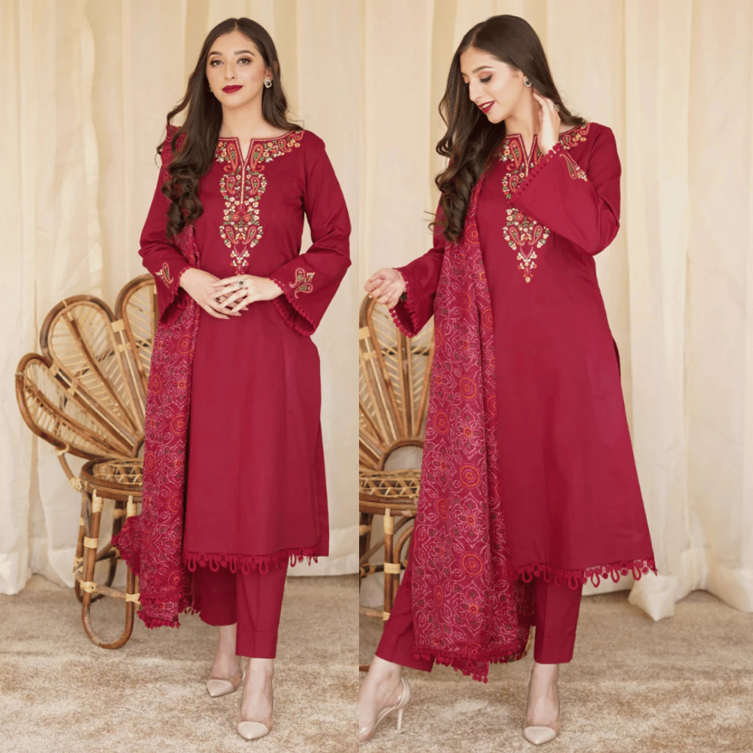 Asling - Winter 3PC Dhanak Embroidered Suit - zab1106