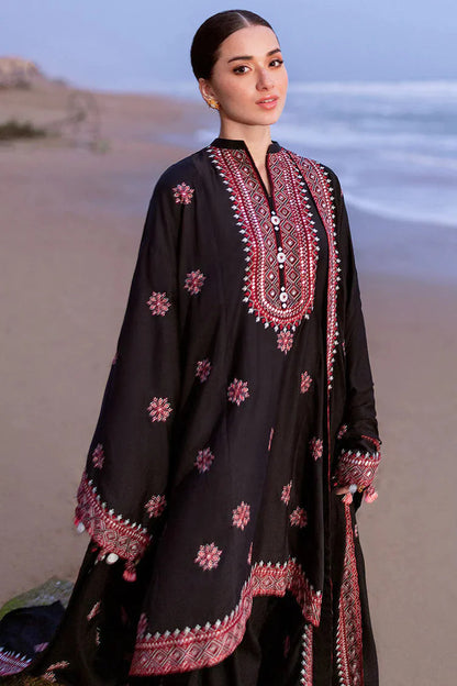 CROSS STITCH-3PC DHANAK EMBROIDERED SHIRT WITH DHANAK EMBROIDERED SHAWL - zab1259