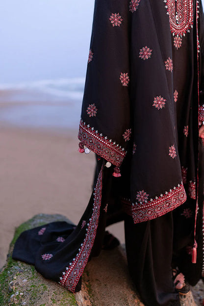 CROSS STITCH-3PC DHANAK EMBROIDERED SHIRT WITH DHANAK EMBROIDERED SHAWL - zab1259