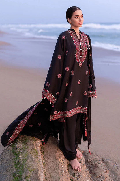 CROSS STITCH-3PC DHANAK EMBROIDERED SHIRT WITH DHANAK EMBROIDERED SHAWL - zab1259
