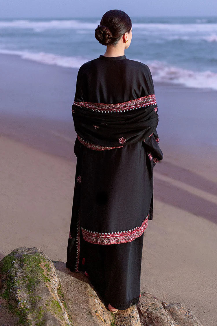 CROSS STITCH-3PC DHANAK EMBROIDERED SHIRT WITH DHANAK EMBROIDERED SHAWL - zab1259