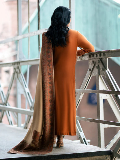 izel - Winter 3PC Dhanak Embroidered Suit - zab1262
