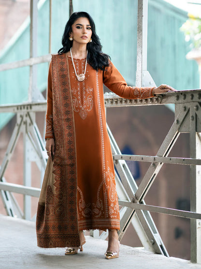 izel - Winter 3PC Dhanak Embroidered Suit - zab1262