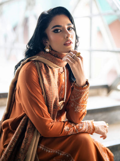 izel - Winter 3PC Dhanak Embroidered Suit - zab1262