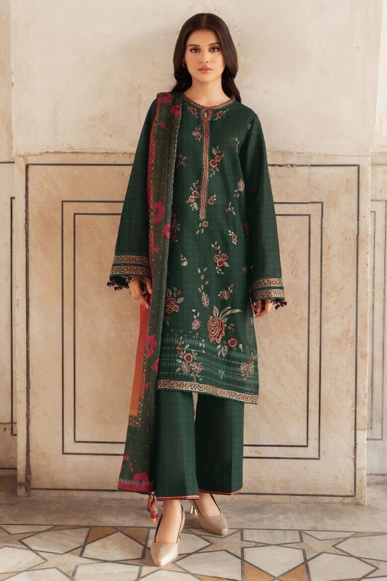Jazmin 3pcs Unstitched Embroidered Dhanak Suite- zab1121