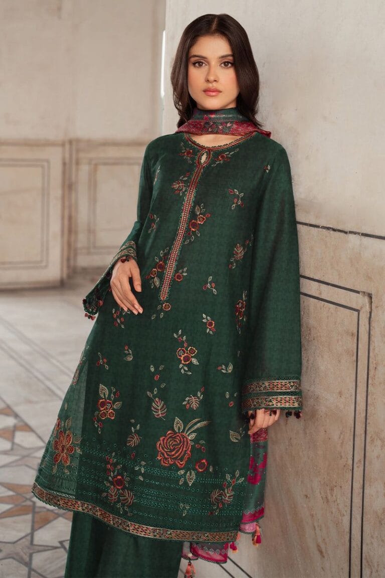 Jazmin 3pcs Unstitched Embroidered Dhanak Suite- zab1121