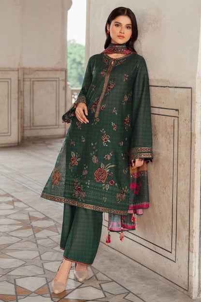 Jazmin 3pcs Unstitched Embroidered Dhanak Suite- zab1121