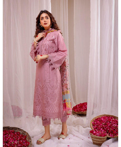 3PC Lawn Heavy Embroidered Shirt & Silk Digital Printed Dupatta. zab724