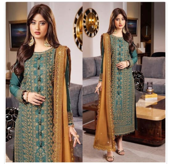 zab536/2 Asim Jofa - 3PC Lawn Embroidered Suit