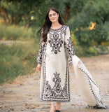 Nisa, unstitched 3 piece embroidered summer suit. zab897