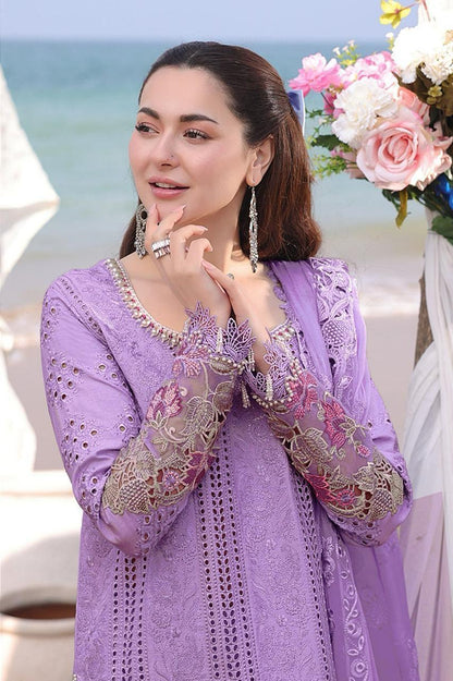 Qalamkar - 3PC Lawn Chikenkari Embroidered Shirt - zab1034