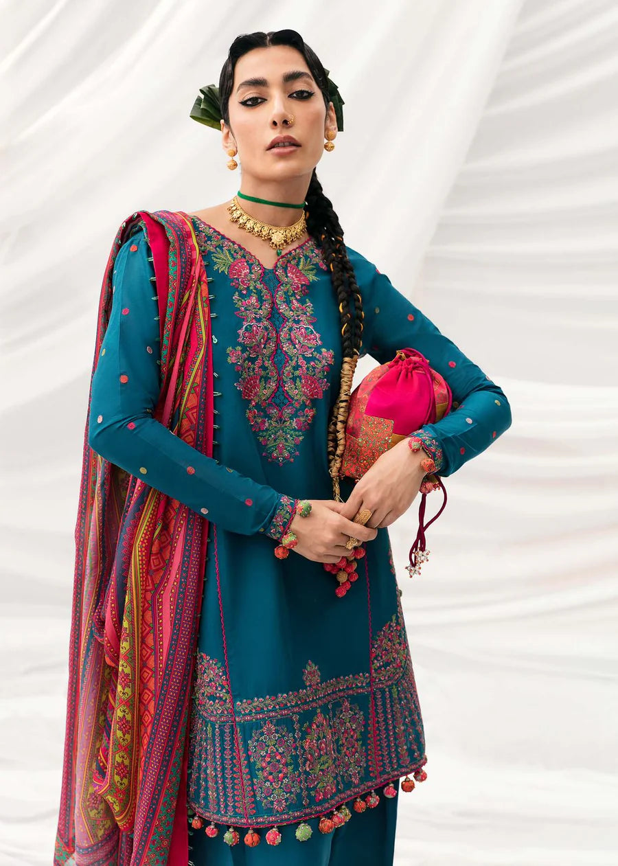 Hussain Rehar Winter Embroidered 3pc Dhanak Suite - zab1223