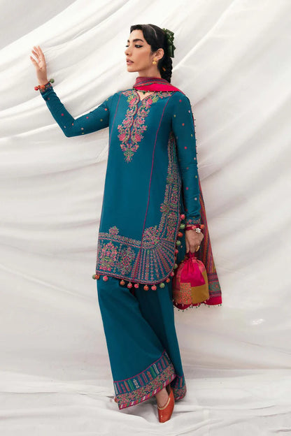 Hussain Rehar Winter Embroidered 3pc Dhanak Suite - zab1223