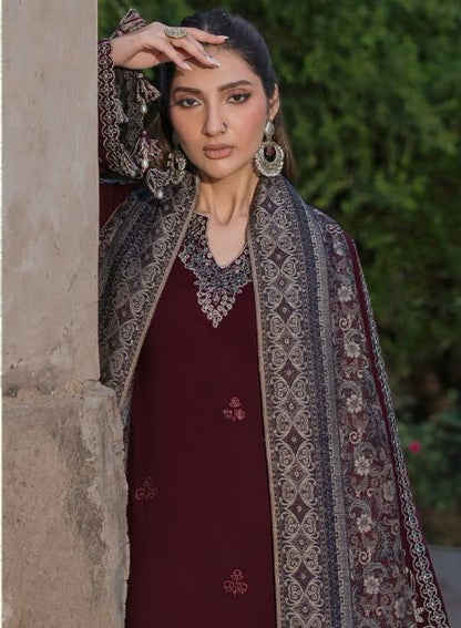 JAZMIN Dhanak Embroidered with Print wool shawl - zab1224