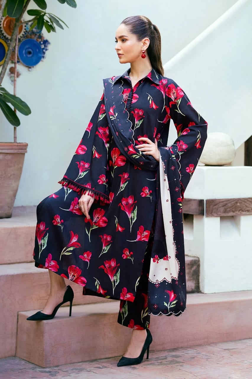 Asim Jofa - Winter 3PC Karandi Digital Print Dress - zab1271