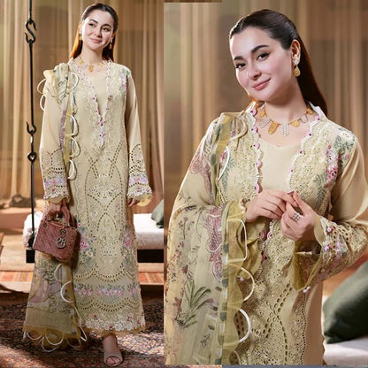 ZAB - Summer 3PC Lawn Chikenkari Embroidered Shirt - zab1339