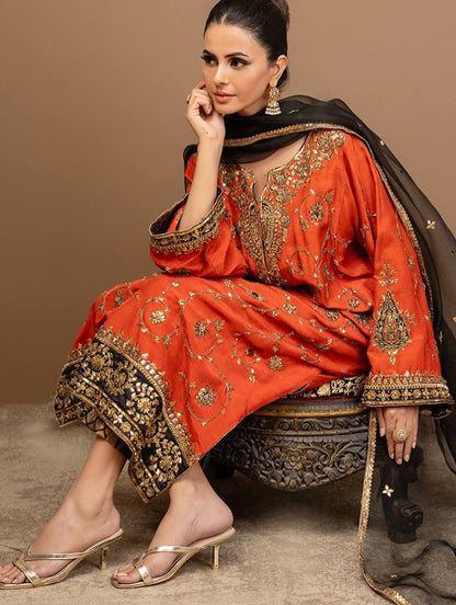 ZAB - 3PCs Embroidered Lawn Dress With Chiffon Dupatta - zab1334