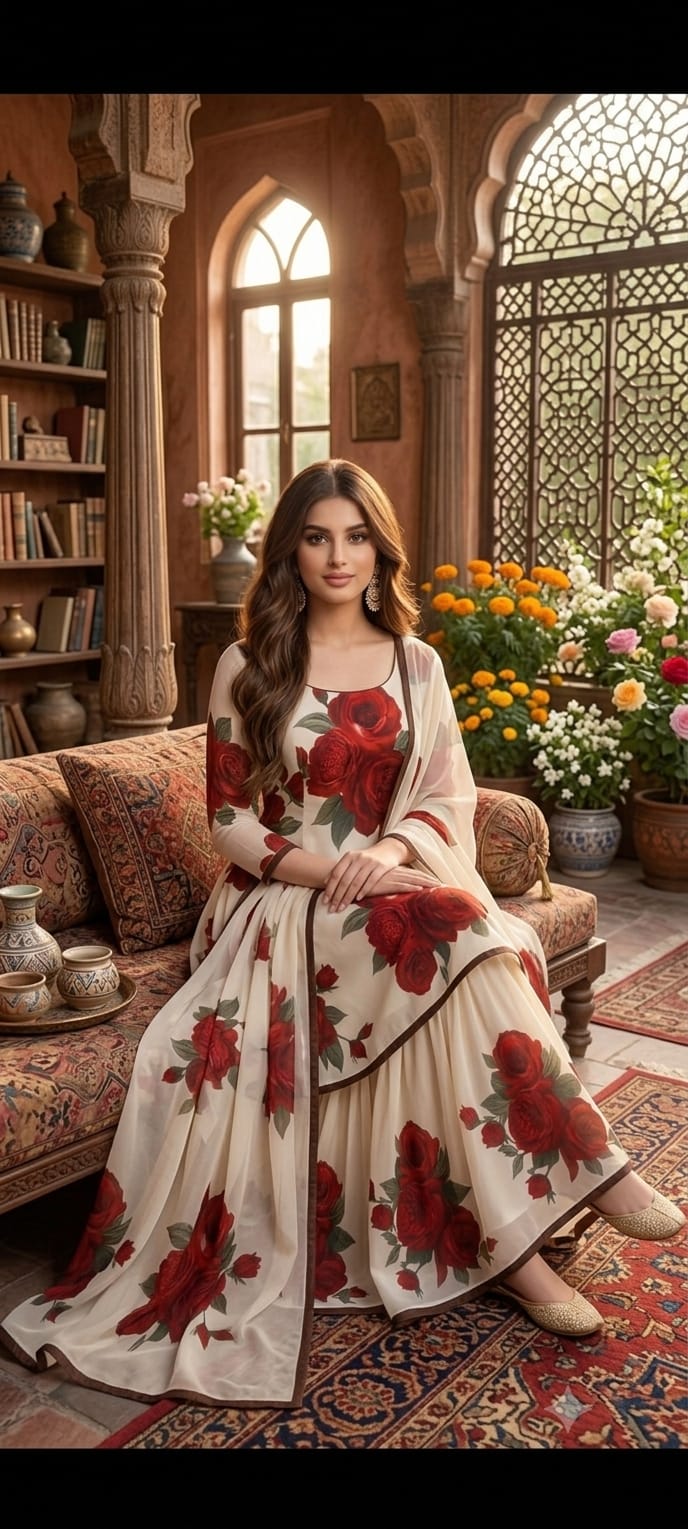 ZAB - 3 piece Lawn silk frock style Printed suit - zab1469