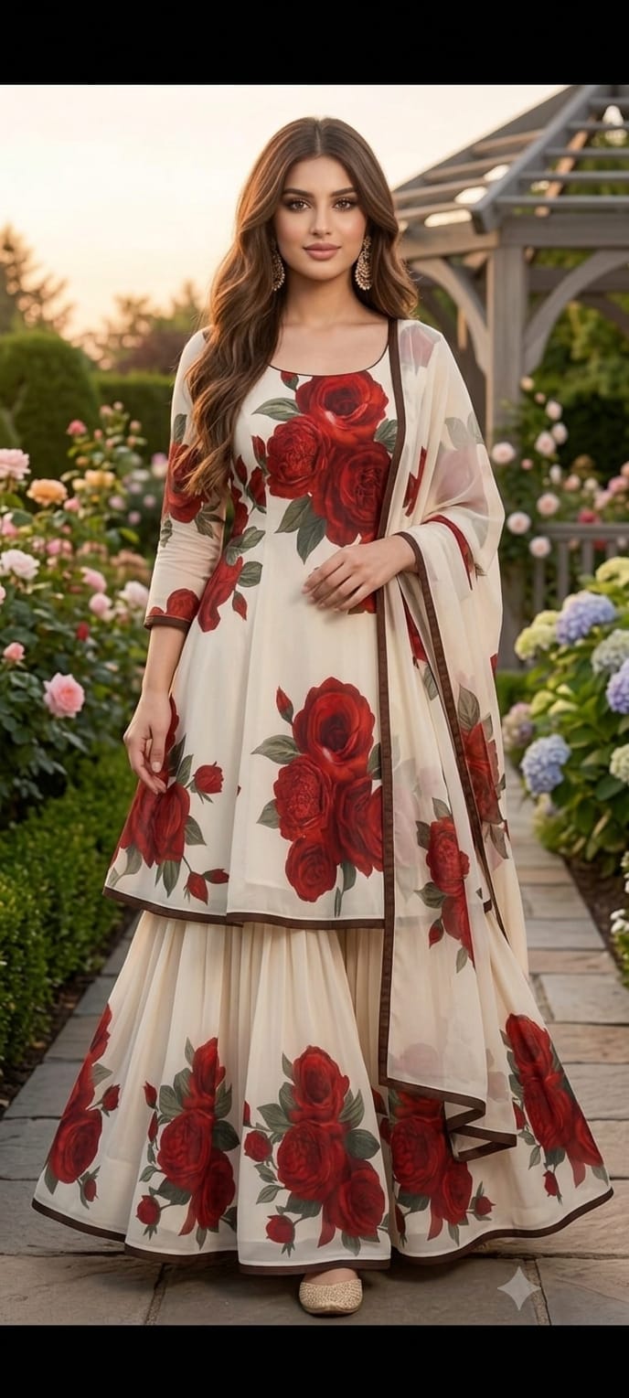 ZAB - 3 piece Lawn silk frock style Printed suit - zab1469
