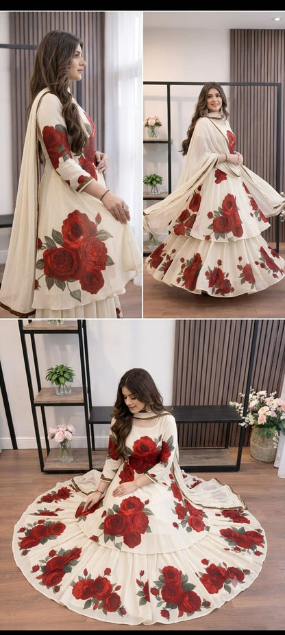 ZAB - 3 piece Lawn silk frock style Printed suit - zab1469