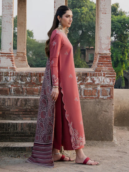 izel - Winter 3PC Dhanak Embroidered Suit - zab1227